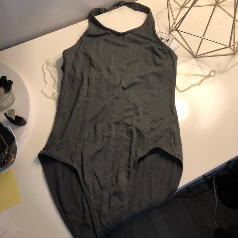 Forrest green halter top bodysuit